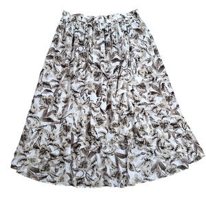 J.Jill High Low Midi Skirt Women's Petite Medium Brown Floral Faux Wrap Ruffle